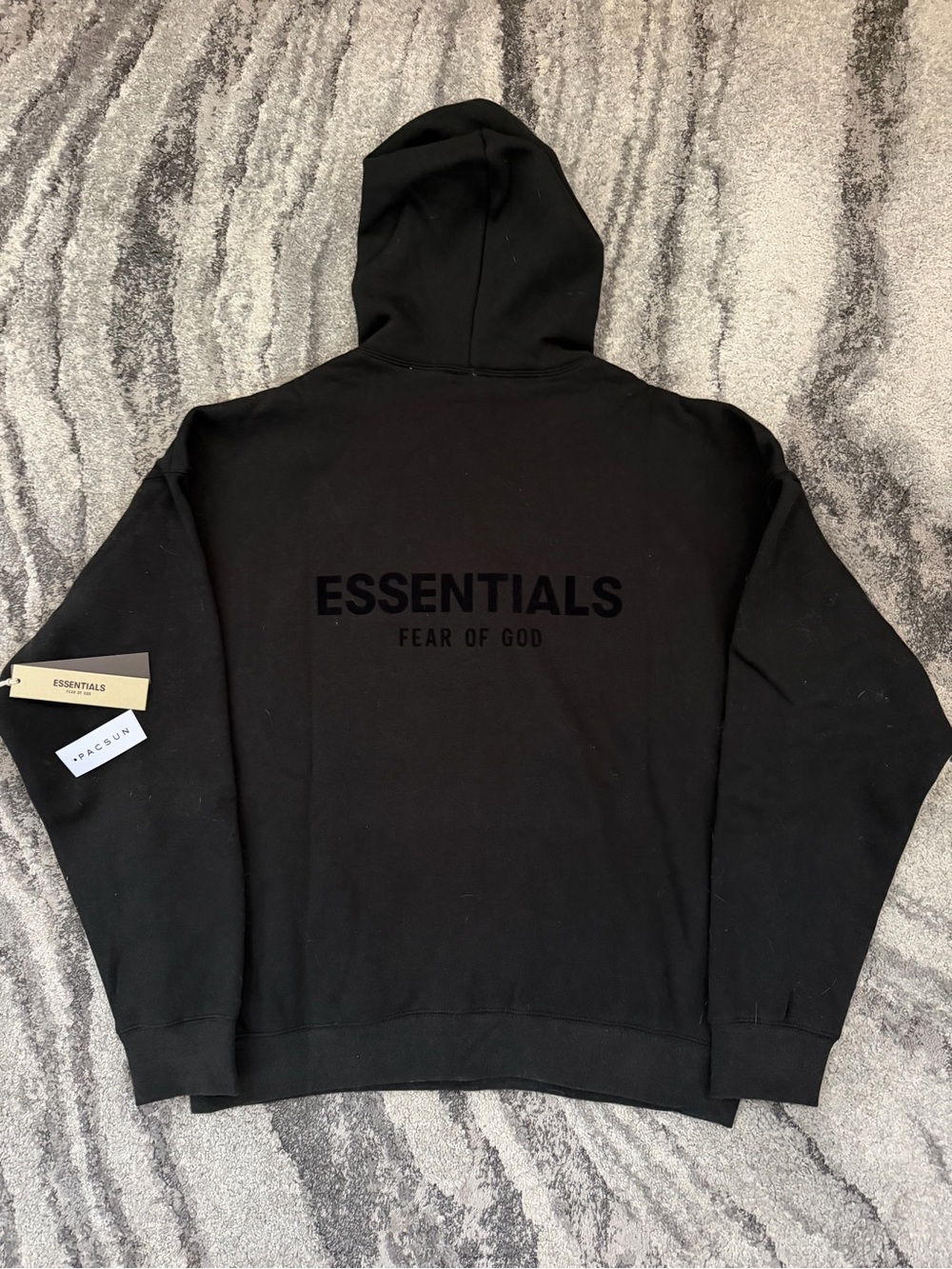 Essentials Black Pullover Hoodie with Chest Logo - Picture 2 of 8